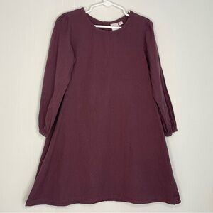Yo Baby Girls Dress Simple Cotton Solid Plum Long Sleeve Size 5